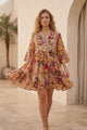 ibBan Premium Printed Cotton Short Tunic Dress with Hand Embroidery -Aysha