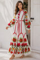 Vestido largo de algodón con cuello redondo para mujer - Raso
