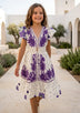 Robe en coton imprimé col en V pour fille - Yamira