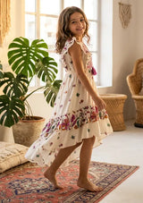 Robe en coton col V pour fille - Jelisha
