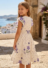 Robe en coton imprimé col en V pour fille - Yamira