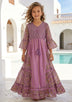 Robe fille en coton scintillant col V - Marina
