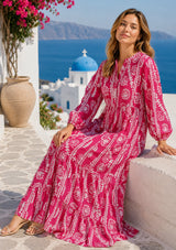 Maxivestido de algodón con cuello en V para mujer - Asheer