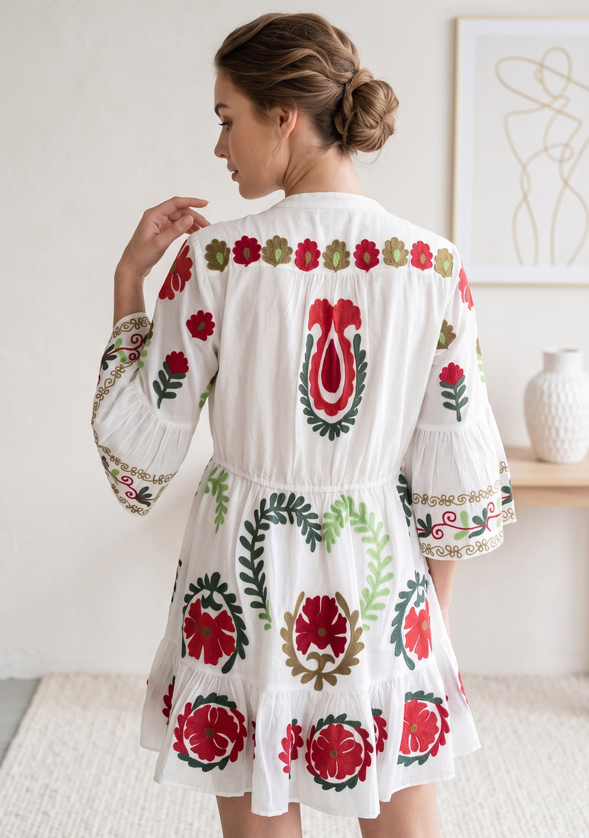 Túnica Corta de Algodón con Cuello Redondo para Mujer - Sona