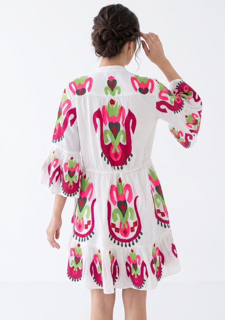 Túnica Corta de Algodón con Cuello Redondo para Mujer - Sona