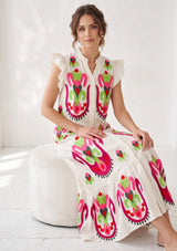 Vestido largo de algodón para mujer - Zaara