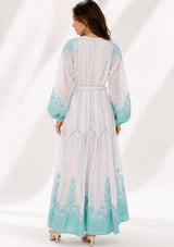 Vestido largo de algodón de cuello redondo para mujer - Naisha