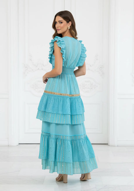 Vestido largo de algodón sin mangas bordado a mano para mujer - Umida