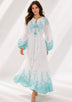 Vestido largo de algodón de cuello redondo para mujer - Naisha