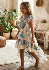 Robe en coton col V pour fille - Jelisha