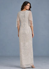 ibBan Women’s Long Dress with Hand Beadwork & Fringe Sleeves -  Esmi