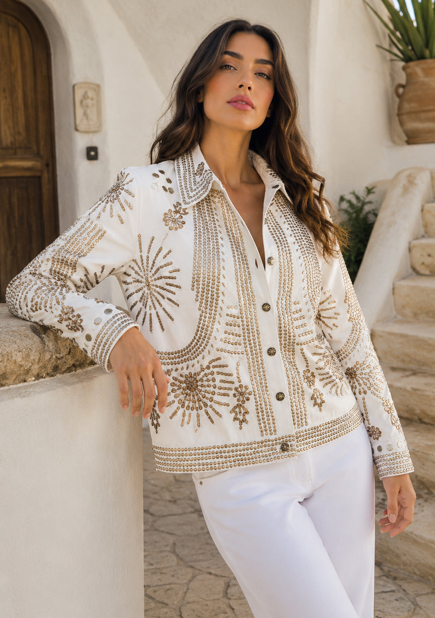Women's Artisan Hand Embroidery Canvas Jacket - Yara
