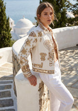 Women's Artisan Heavy Elephant Hand Embroidery Canvas Jacket - Anima