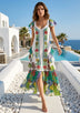 Vestido largo de algodón con cuello en V para mujer - Sanura