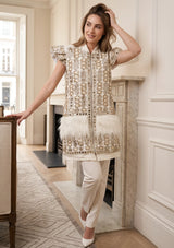 ibBan Women's Luxury Hand Embroidered Winter Vest Coat - Isobel