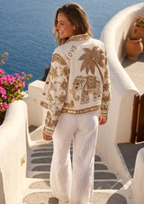 Women's Artisan Heavy Elephant Hand Embroidery Canvas Jacket - Anima