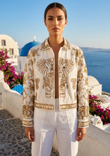 Women's Artisan Heavy Elephant Hand Embroidery Canvas Jacket - Anima