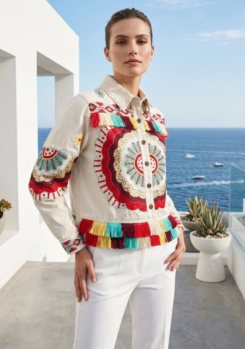 ibBan Hand Embroidered Summer Jacket for Women | Artisan Luxury Fashion - Sara
