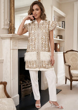 ibBan Women's Luxury Hand Embroidered Winter Vest Coat - Isobel