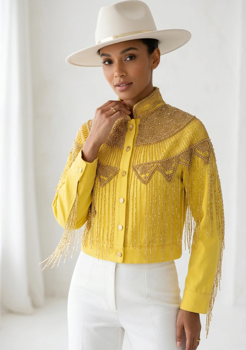 Chaqueta de lona artesanal para mujer - Collar