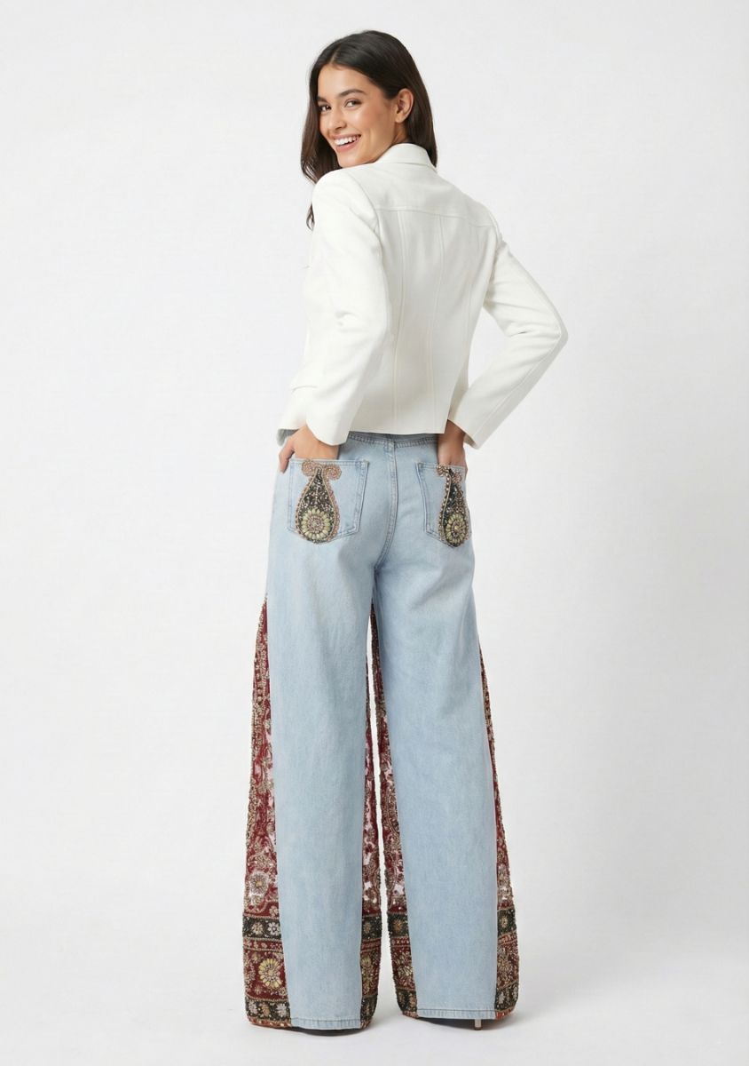 DENIM PANT WITH EMBORIDERY