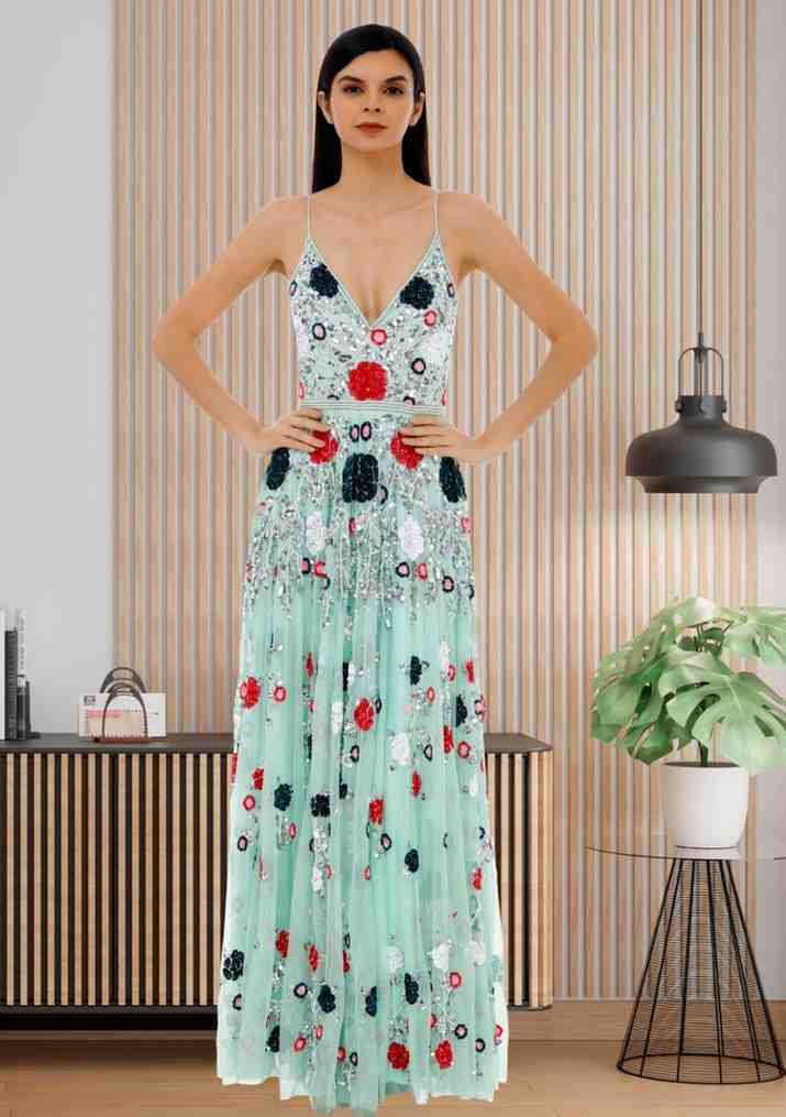 KAYRA LONG DRESS (AQUA)